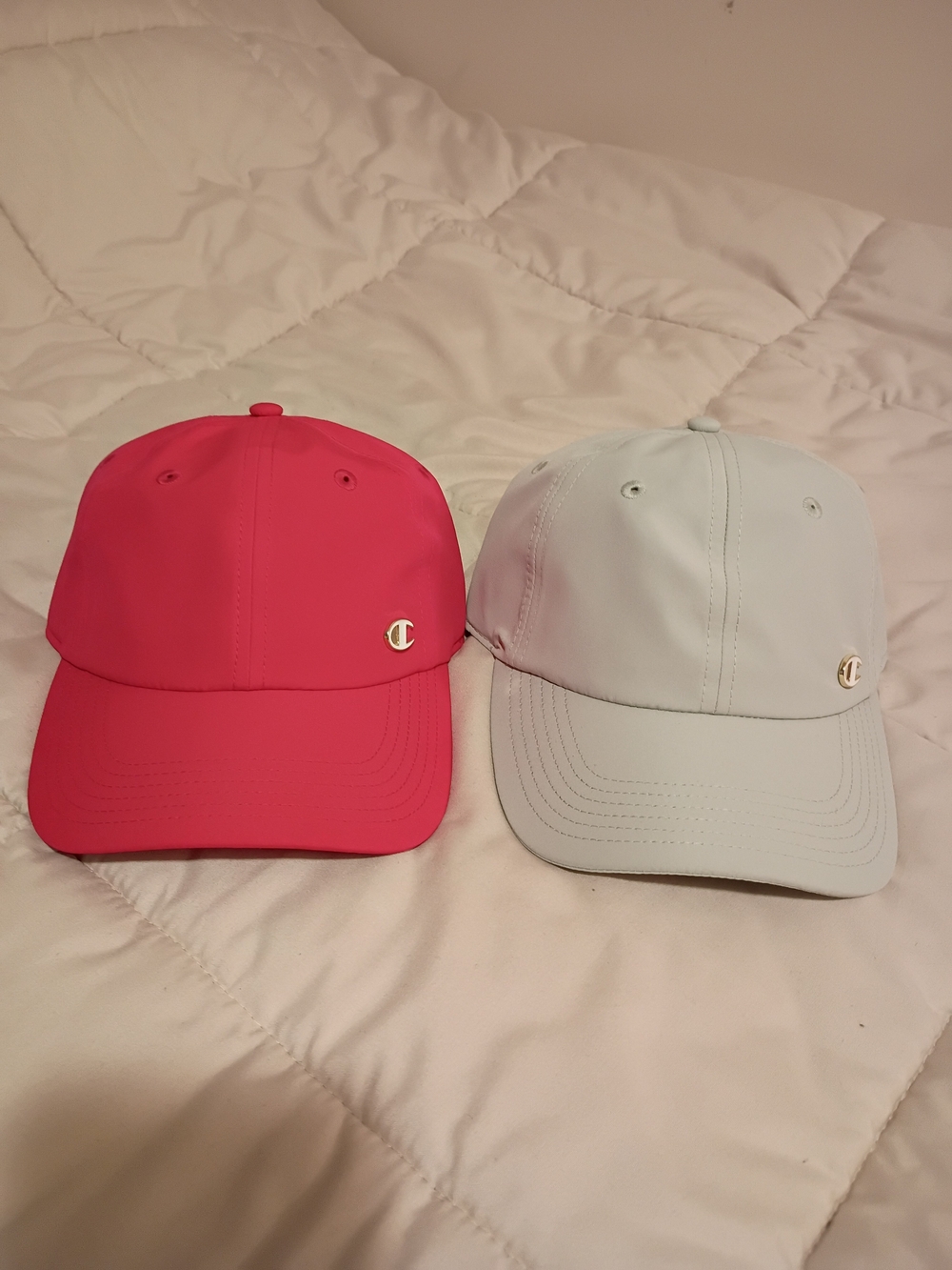 Champion Polyester Metal Tack Cap Set Pink & Green Like New 2 For 15